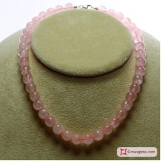 Collana Quarzo rosa Extra pallini 10mm in Argento