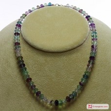 Collana Fluorite Extra pallini schiacciati 8½mm in Argento