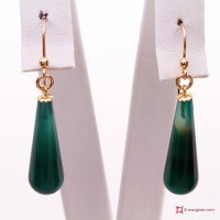 Orecchini Agata verde 8x24mm in Oro 18K