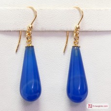 Orecchini Agata blu 9x23mm in Oro 18K