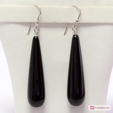 Orecchini Agata nera 10x40mm in Oro 18K