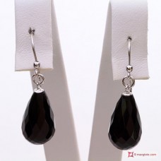 Orecchini Agata nera 10x17mm faccettato in Oro 18K