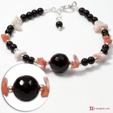 Bracciale Trendy Corallo rosa Perle Agata nera in Argento 925