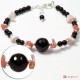 Bracciale Trendy Corallo rosa Perle Agata nera in Argento 925
