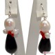 Orecchini Trendy Corallo rosso Perle Agata nera in Argento 925