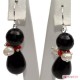 Orecchini Trendy Corallo rosso Perle Agata nera in Argento 925 id01