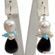 Orecchini Trendy Turchese Perle Agata nera in Argento 925
