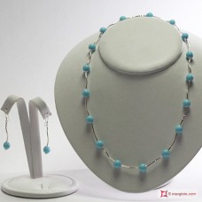 Collana e Orecchini Turchese 4Fiori segmenti in Argento