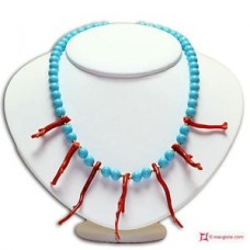 Collana Turchese 4Fiori e Corallo di Sardegna in Oro