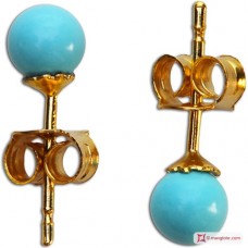 Orecchini Turchese Extra 4mm in Oro 18K