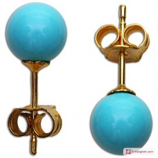 Orecchini Turchese Extra 6mm in Oro 18K