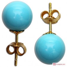 Orecchini Turchese Extra 8mm in Oro 18K