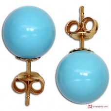 Orecchini Turchese Extra 10mm in Oro 18K