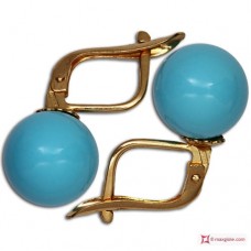 Orecchini Turchese Extra 10mm in Oro 18K m