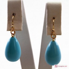 Orecchini Turchese Extra 12x20mm in Oro 18K