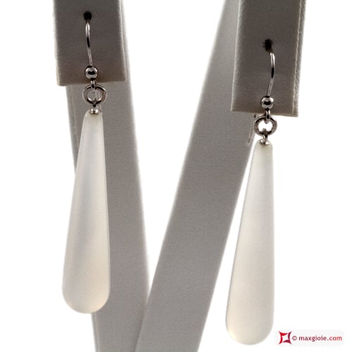 Extra Natural Agate Earrings 8x40mm in Gold 18K