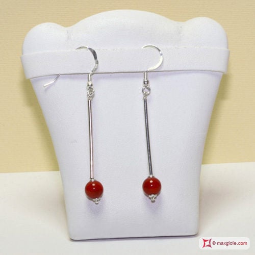 Red Bamboo Coralloid Earrings 7mm match in Silver