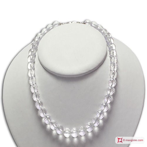 Collana Cristallo di Rocca faccettato 10mm in Argento