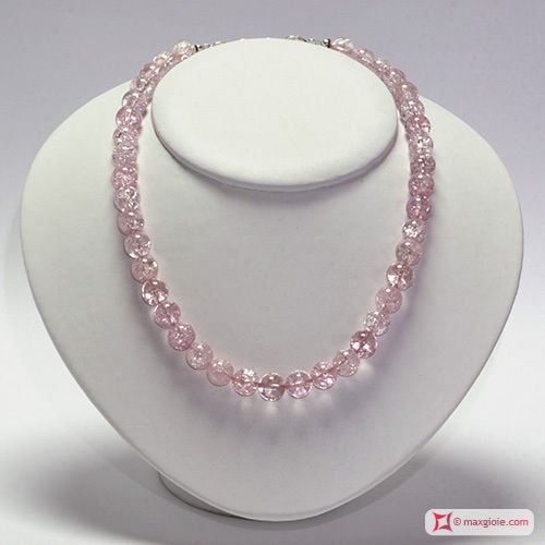 Rose Rock Crystal Necklace faceted 10mm in Silver