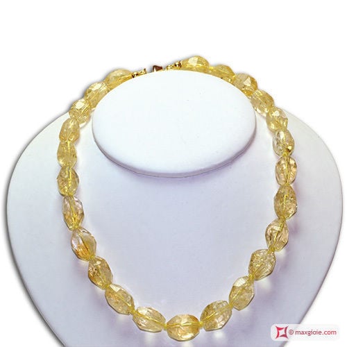 Faceted Citrine Necklace in Silver