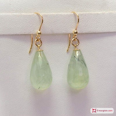 Tourmaline Earrings faceted poire 10x17mm in Gold 18K