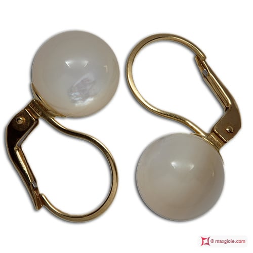 Extra Mother of Pearl Earrings 10mm in Gold 18K mmg