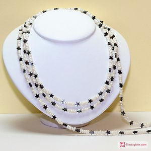 Pearls and Star Hematite Necklace L. 2 meters in Silver