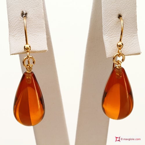 Extra Carnelian Earrings 10x17mm in Gold 18K